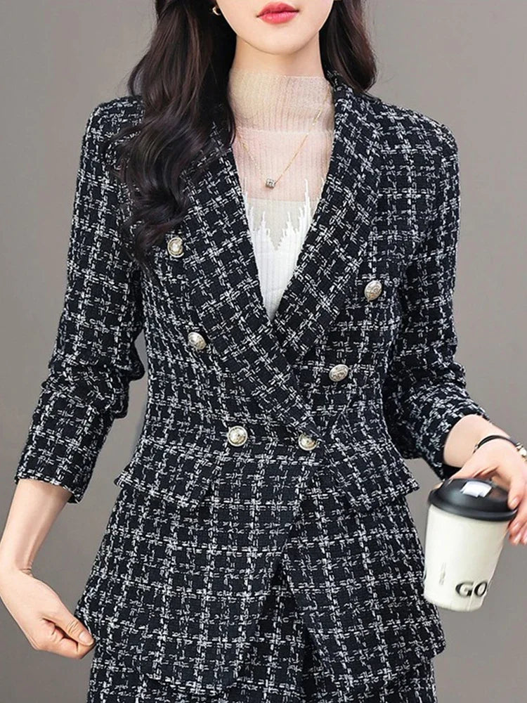 Skyler Double-Breasted Tweed Blazer