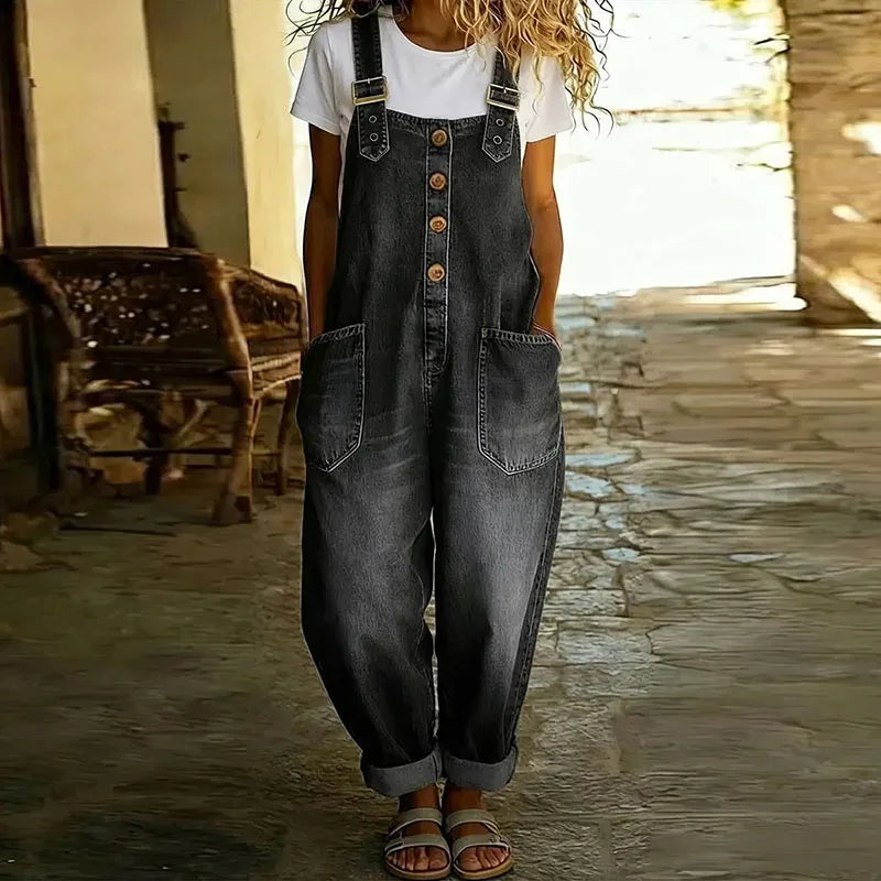 Denim-Look Cotton Overalls, view 8