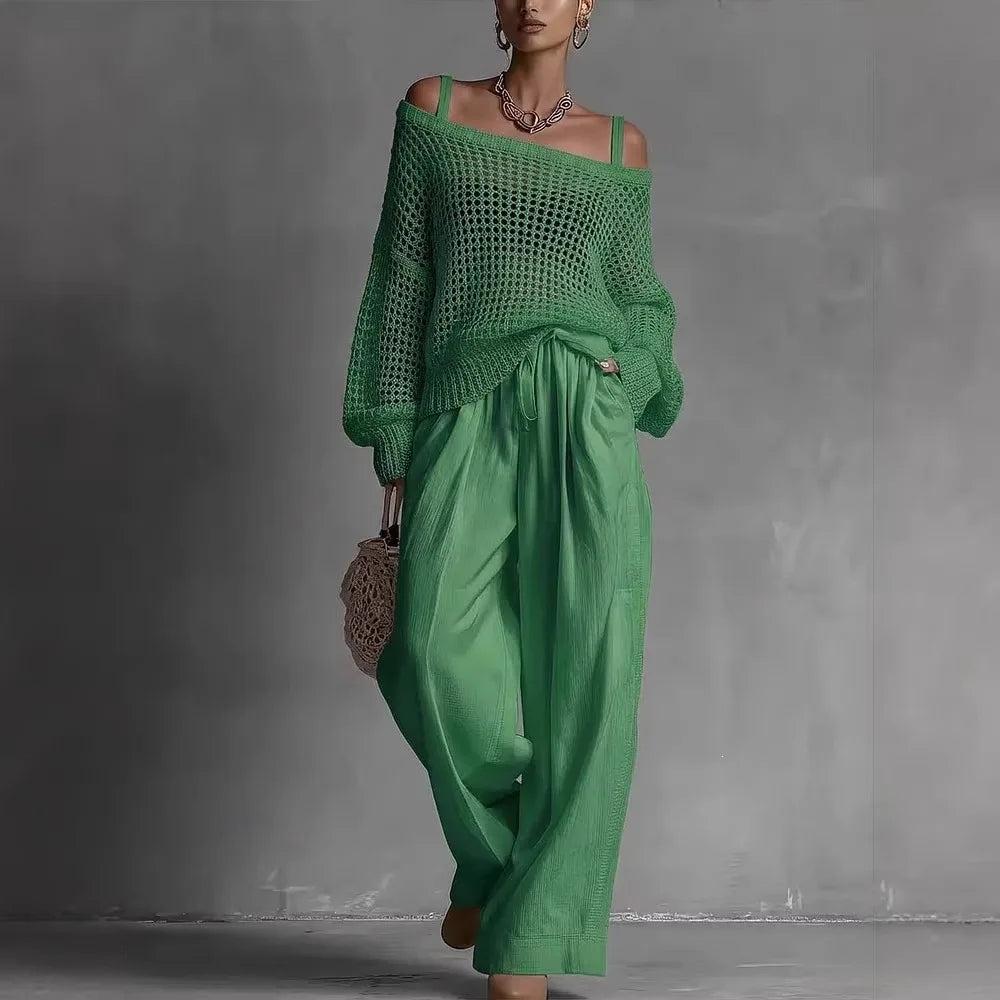 Skyler Off-Shoulder Top and Wide Leg Pants Set, image 8