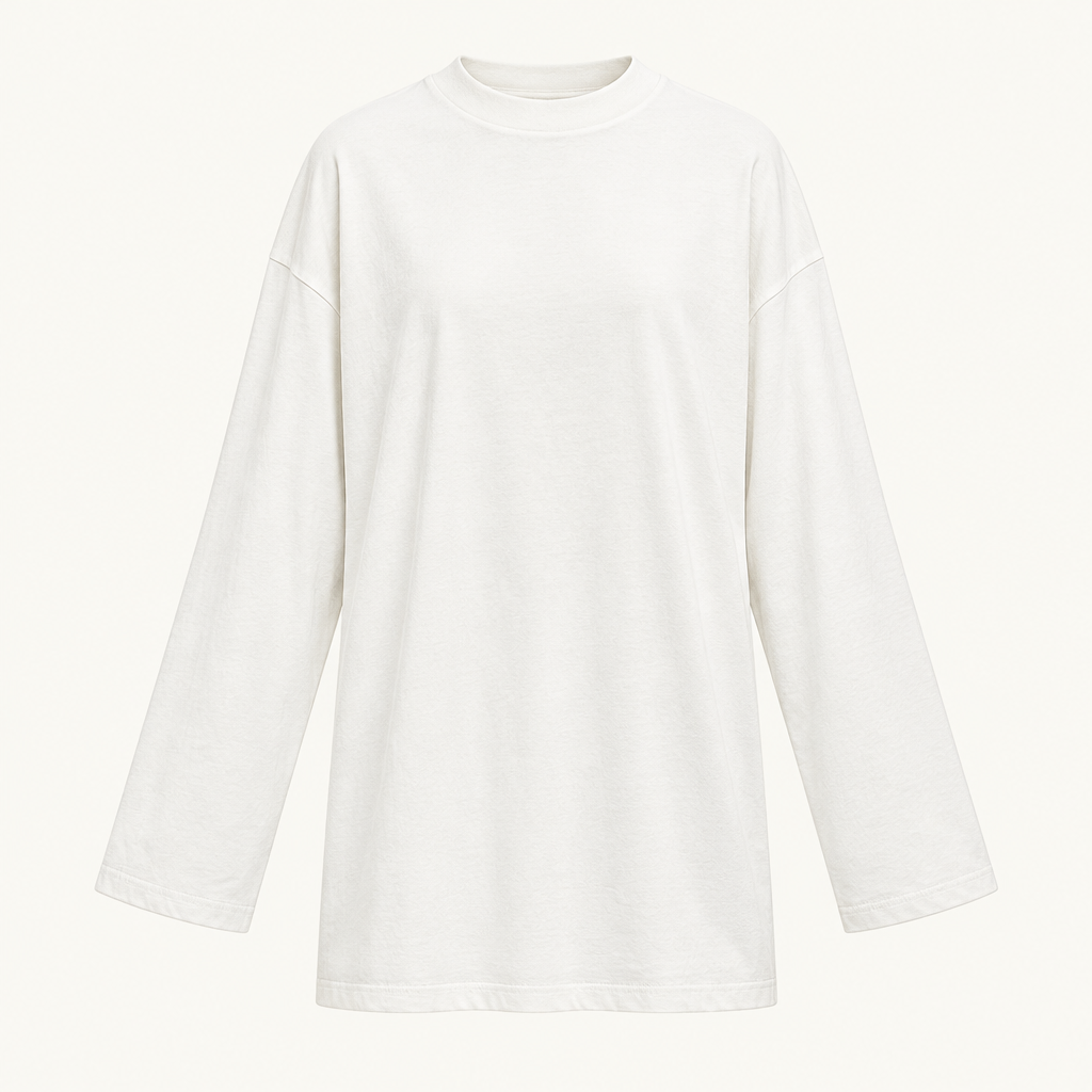 Skyler Oversized Long Sleeve Cotton Tunic Top in Ecru product photo