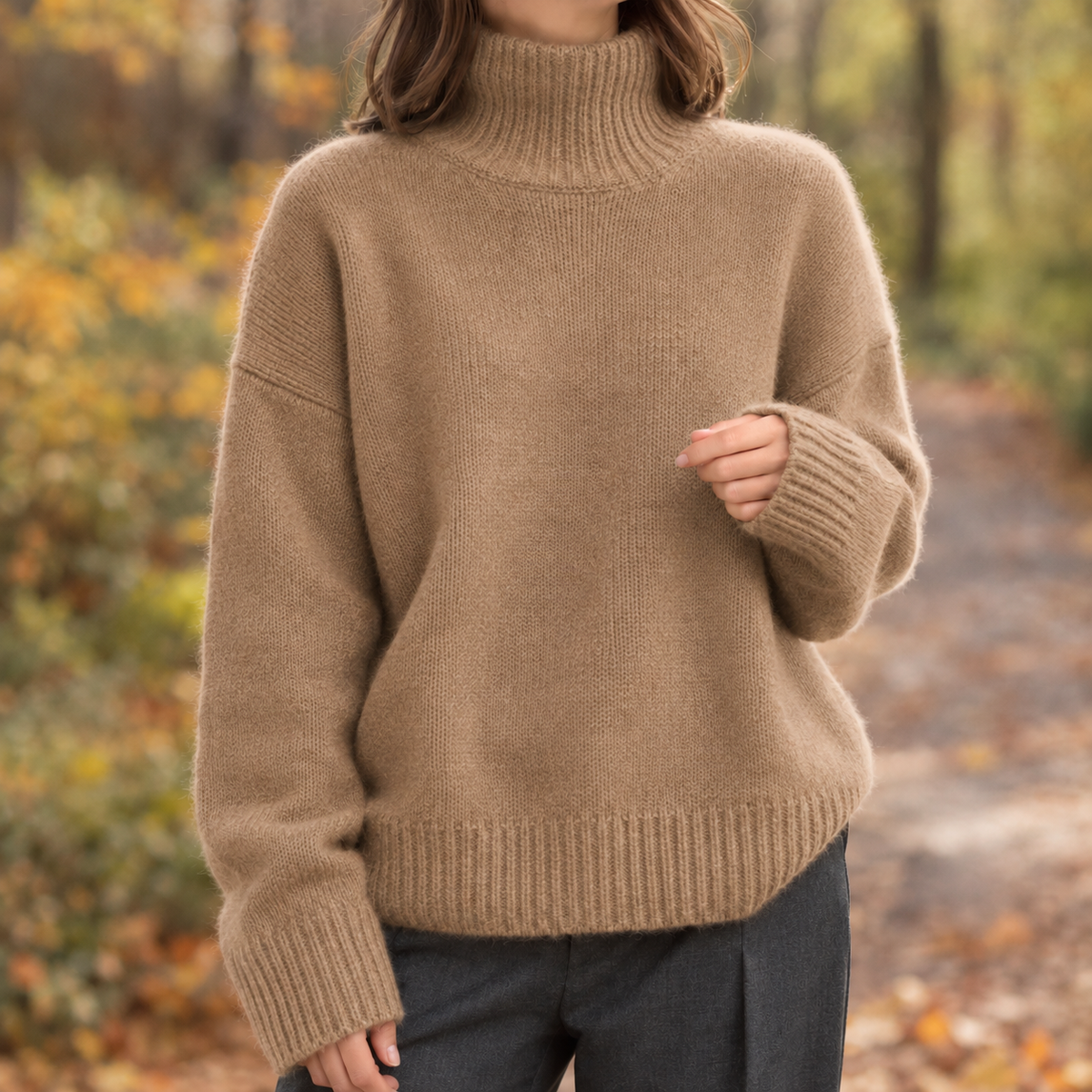 Skyler Oversized Ribbed Turtleneck Sweater - view 8