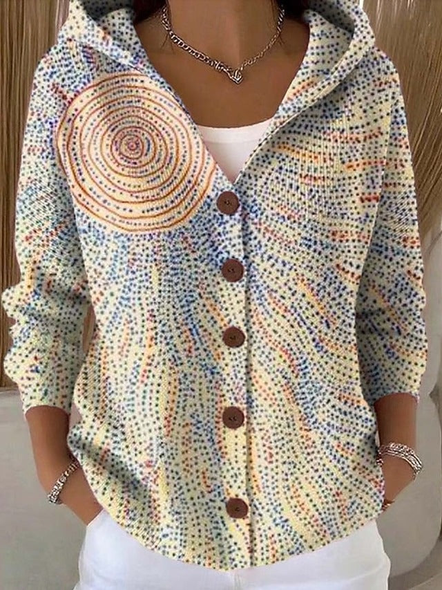 Printed Hooded Knit Cardigan, view 9