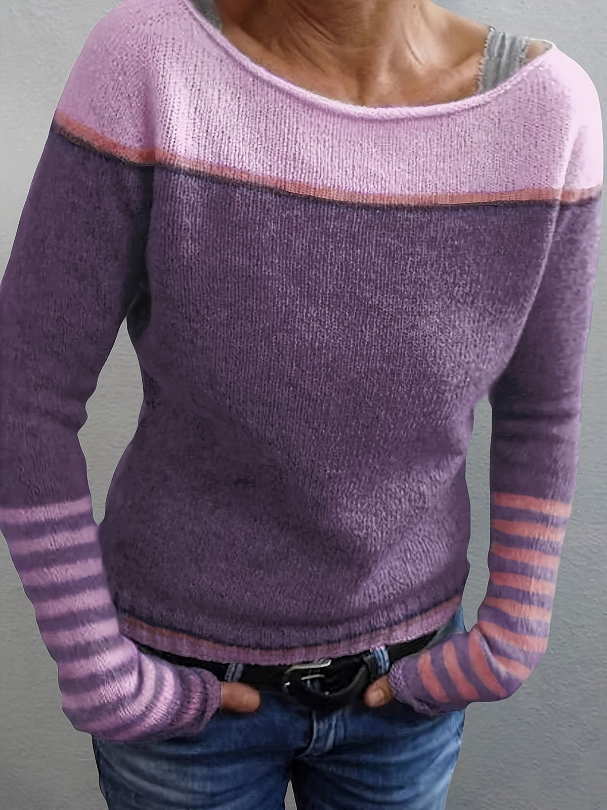 Skyler Soft Color-Block Striped Sweater - view 15