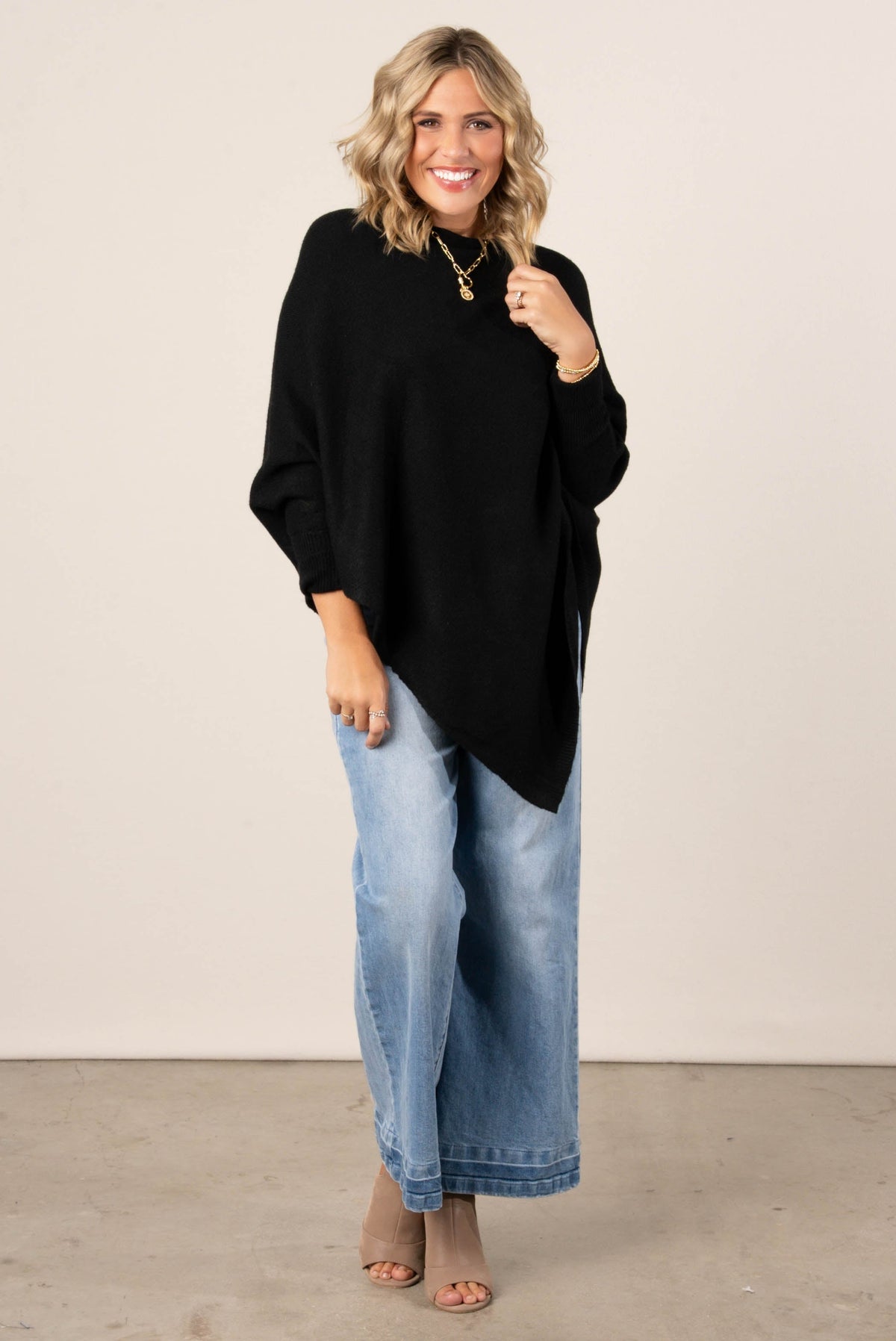 Alessia Asymmetrical Poncho Sweater