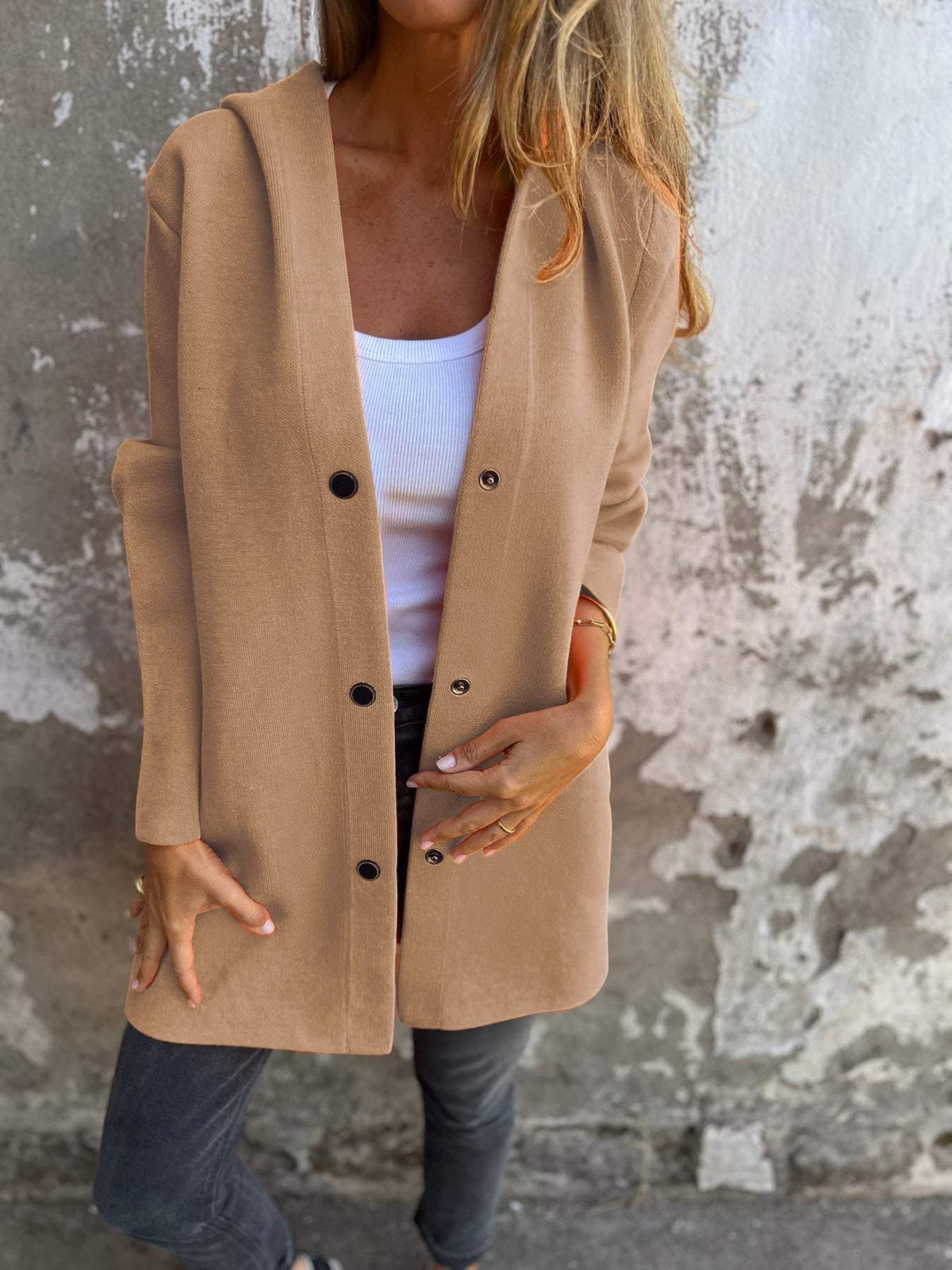 Skyler Hooded Single-Breasted Blazer