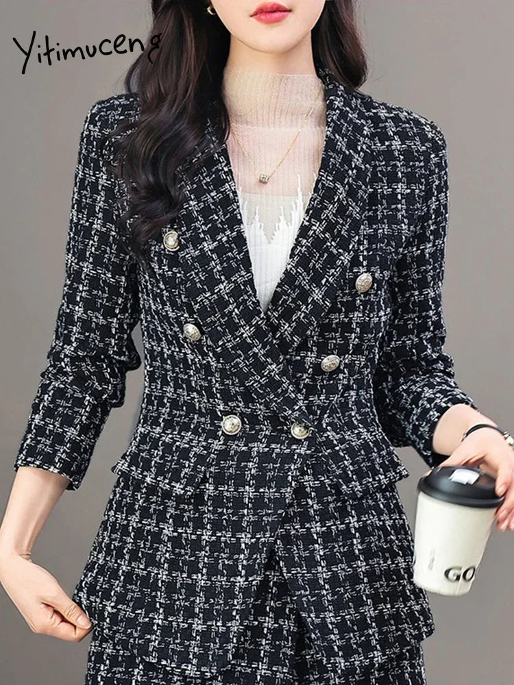 Skyler Double-Breasted Tweed Blazer