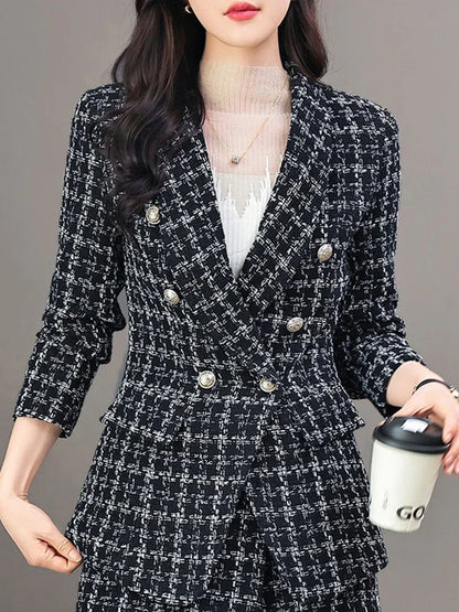 Skyler Double-Breasted Tweed Blazer
