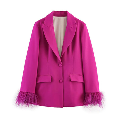 Skyler Feather Trim Blazer