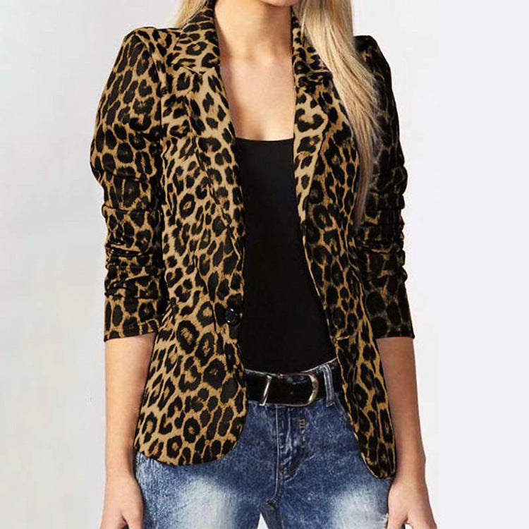 Skyler Leopard Print Fitted Blazer