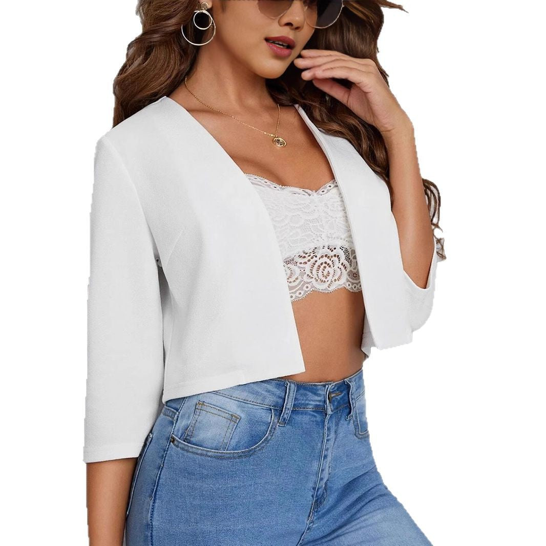 Skyler Cropped Blazer with 3/4 Sleeves