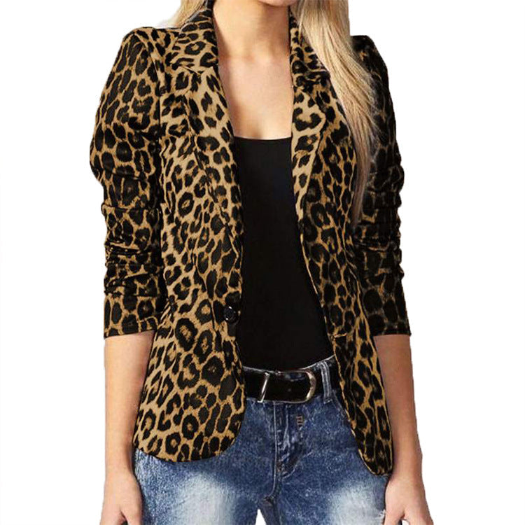 Skyler Leopard Print Fitted Blazer
