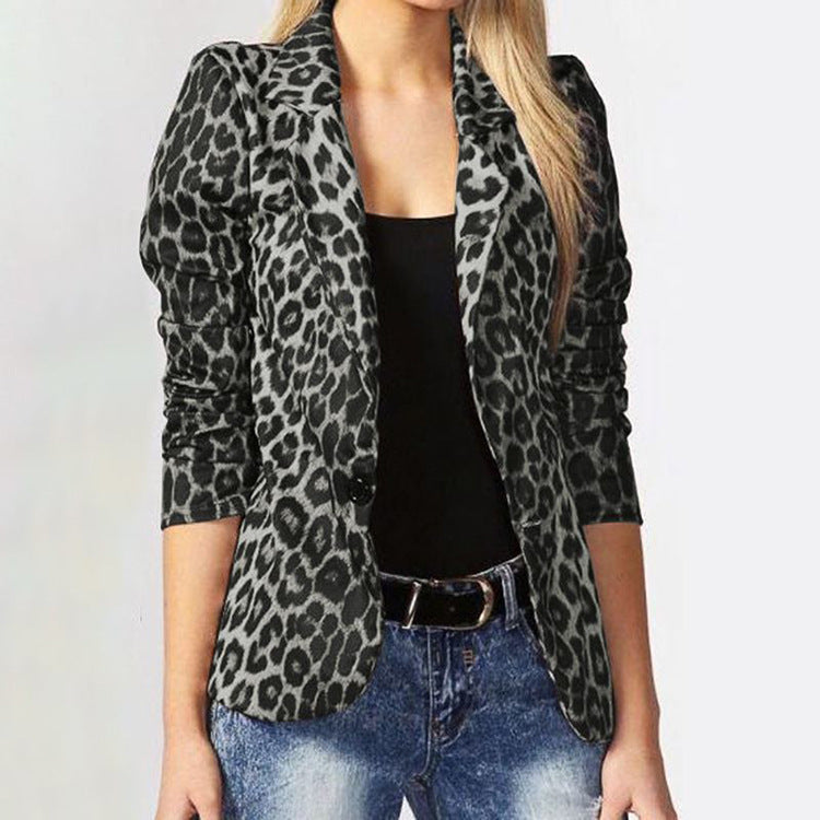 Skyler Leopard Print Fitted Blazer