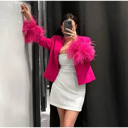 Skyler Feather Trim Blazer