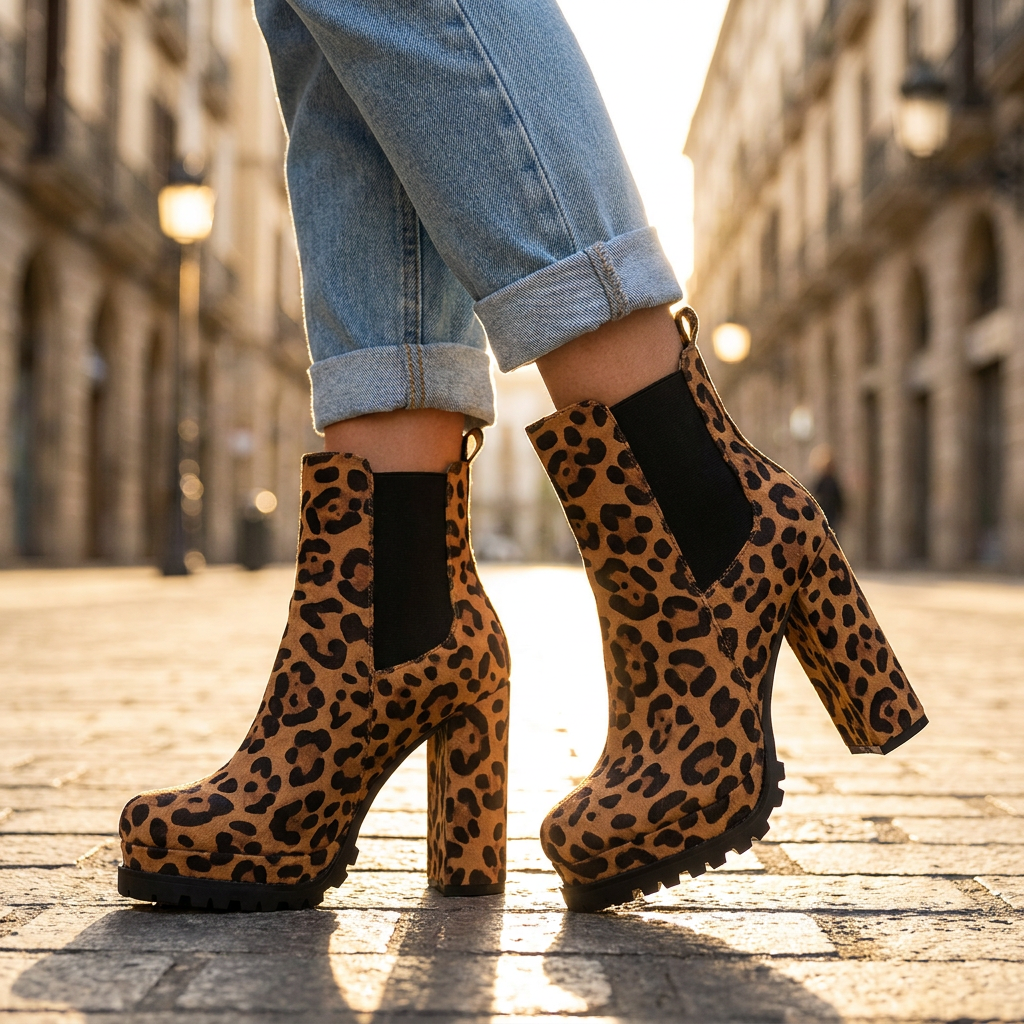 Skyler Block Heel Ankle Boots — Faux Suede with Lugged Platform Sole