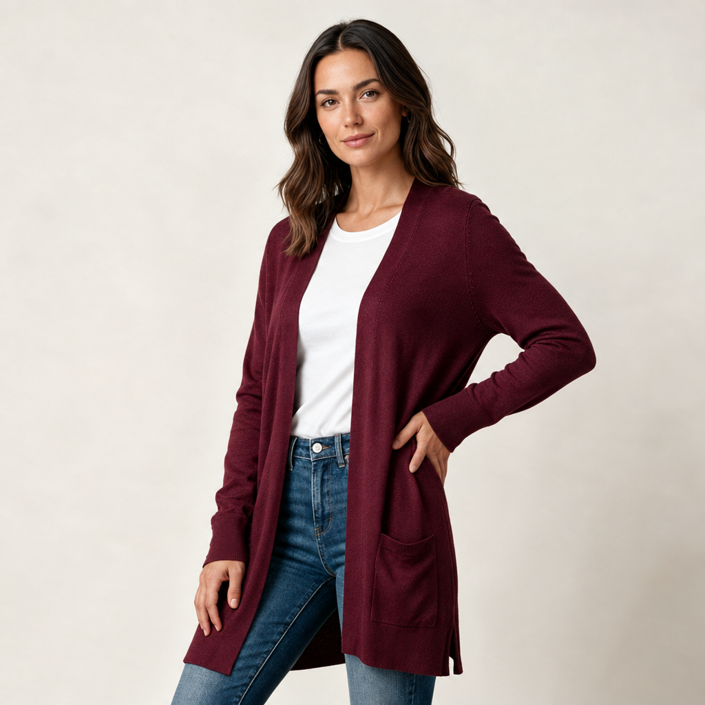 Skyler Burgundy Cardigan in burgundy