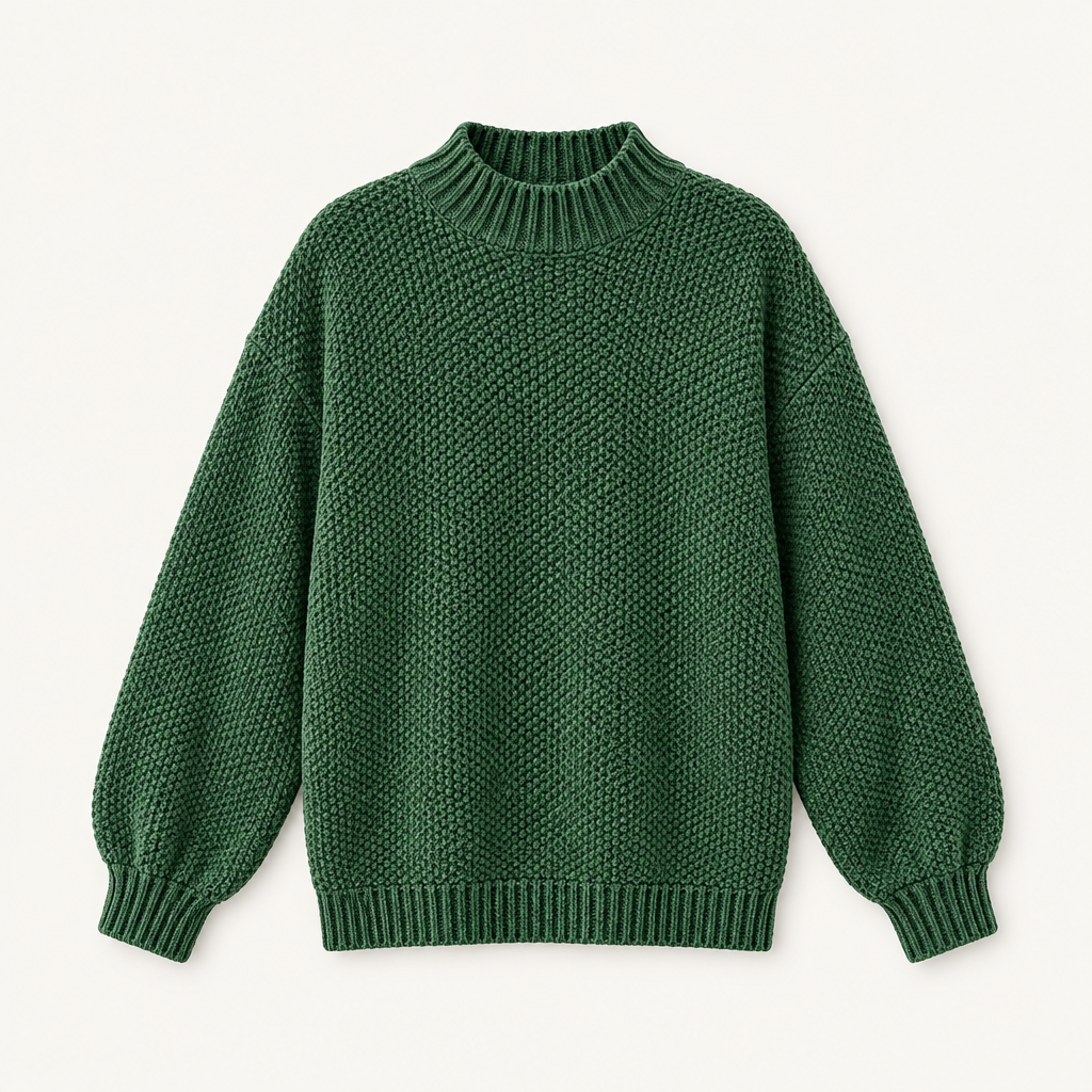 Textured mock neck sweater, flat product view
