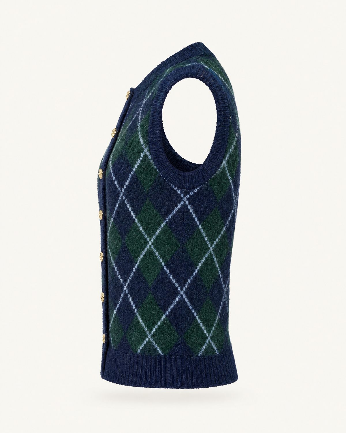 Argyle sweater vest, side view