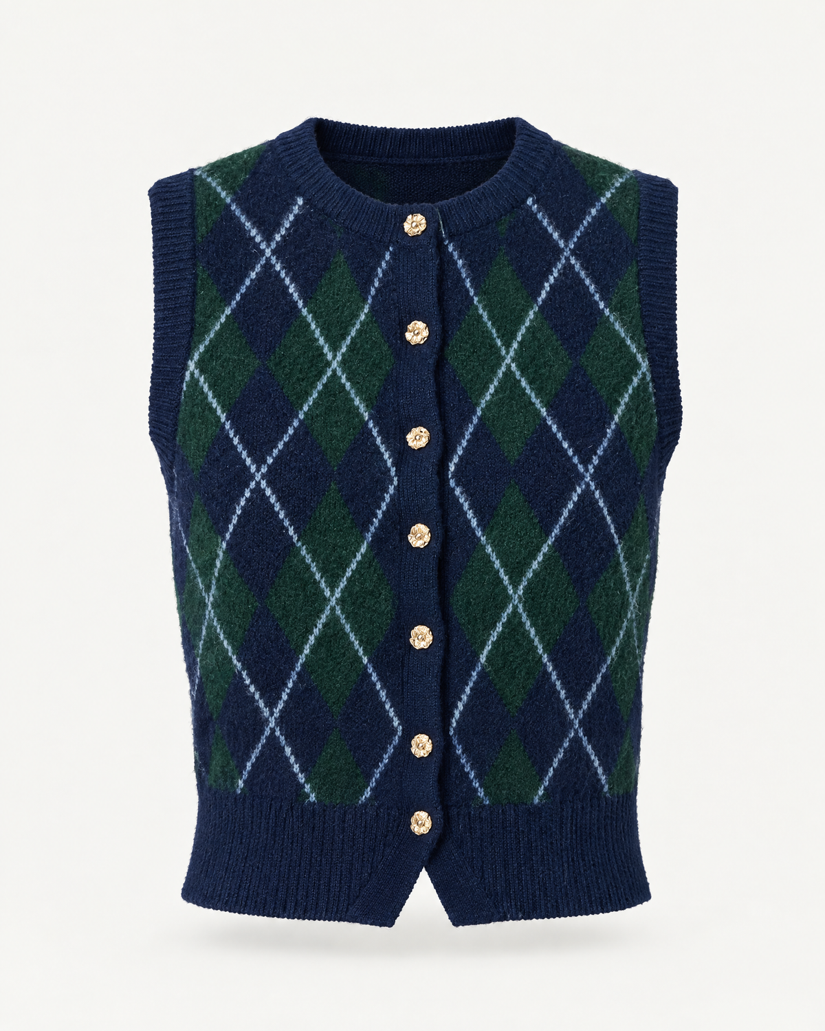 Argyle sweater vest, front view