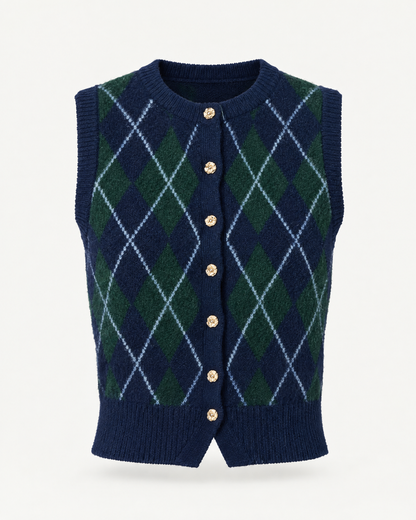 Argyle sweater vest, front view