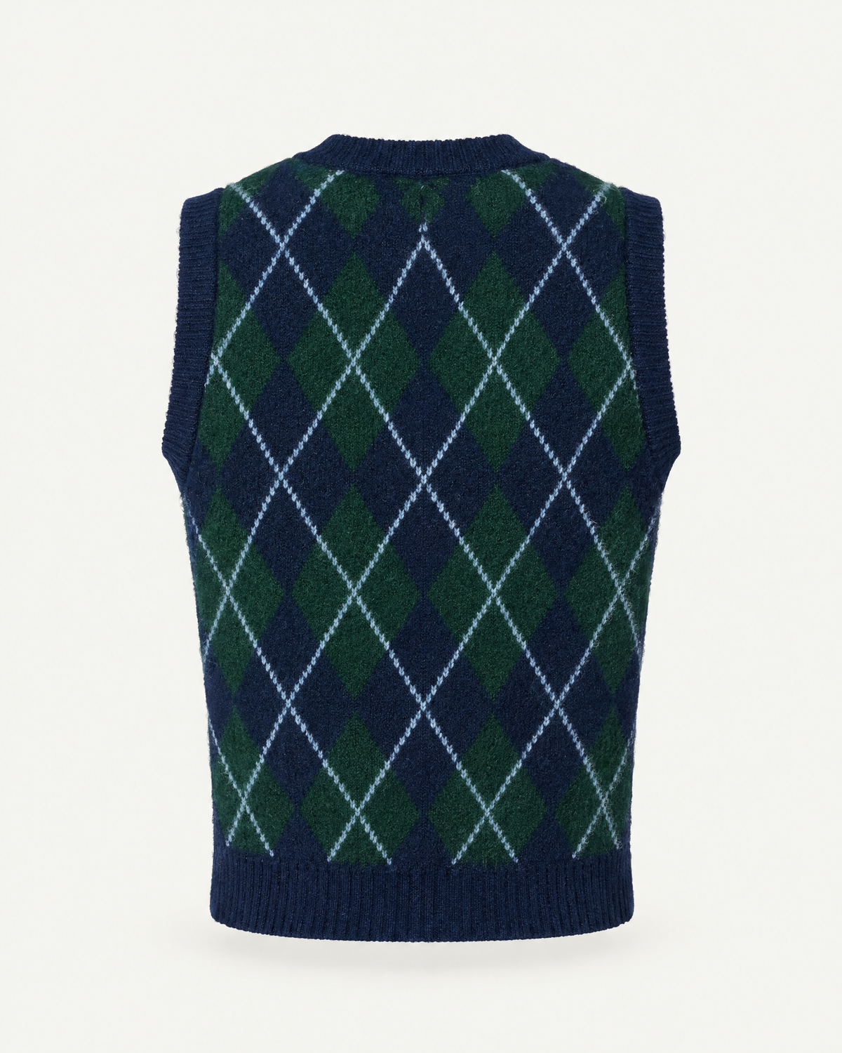 Argyle sweater vest, back view