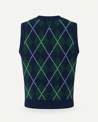 Argyle sweater vest, back view