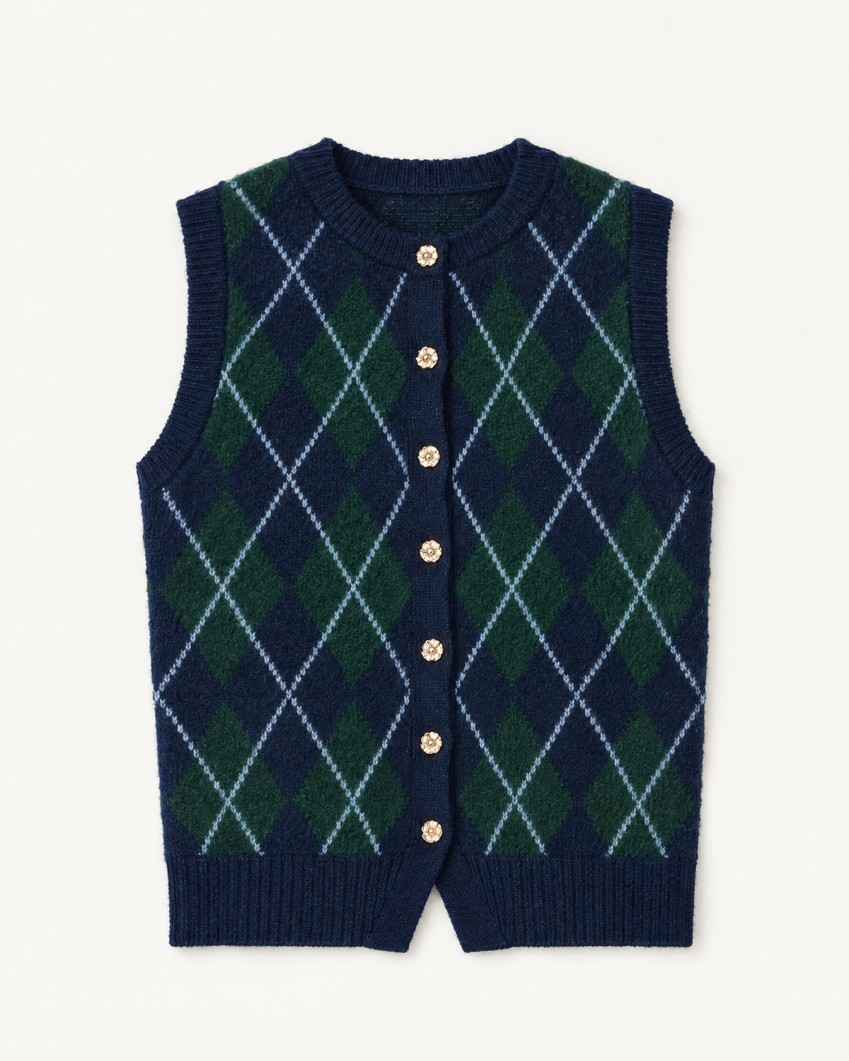 Argyle sweater vest, flat lay