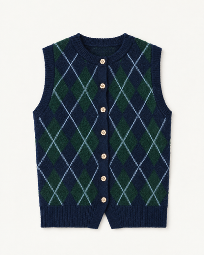 Argyle sweater vest, flat lay