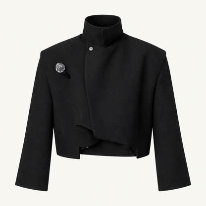 Skyler Asymmetric Cropped Boxy Jacket with Stand Collar product photo