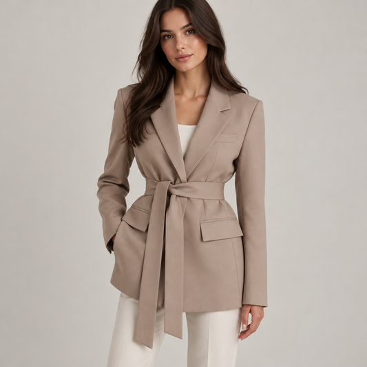 Skyler Belted Tailored Blazer worn by a model