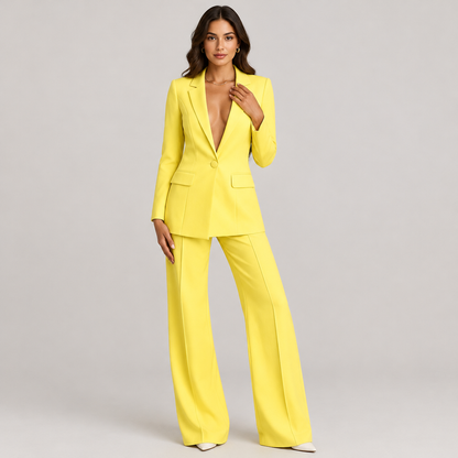 Skyler Blazer and Wide-Leg Pants Set worn by a model