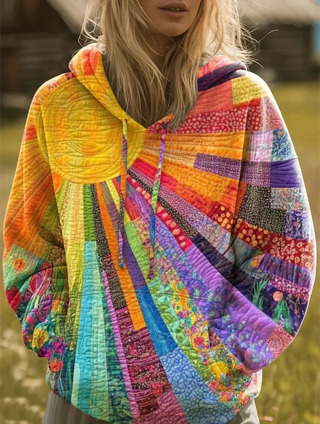 Skyler Boho Patchwork Hoodie, image 3