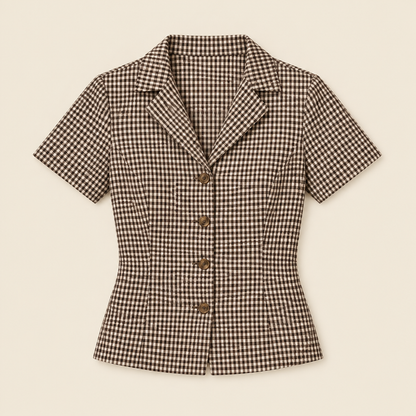 Skyler Brown Gingham Tie-Back Blouse