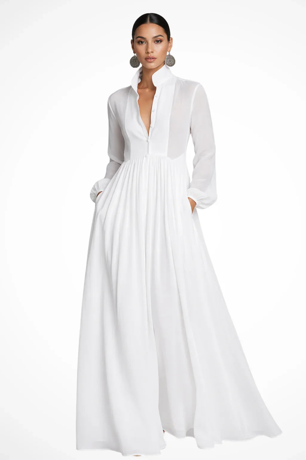 Skyler Button Front Maxi Dress with Pockets - view 5