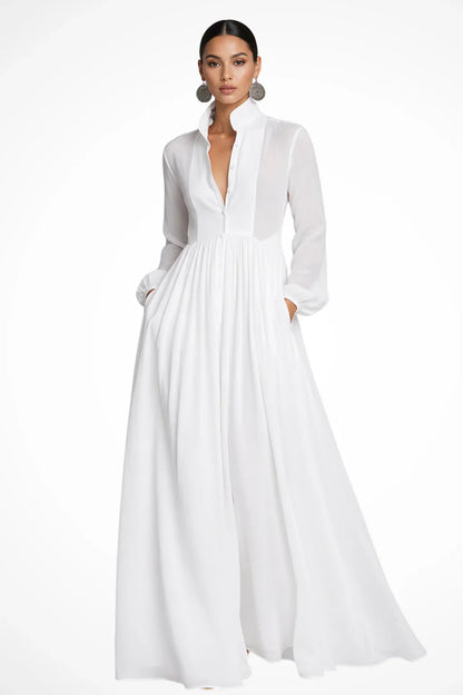 Skyler Button Front Maxi Dress with Pockets - view 5