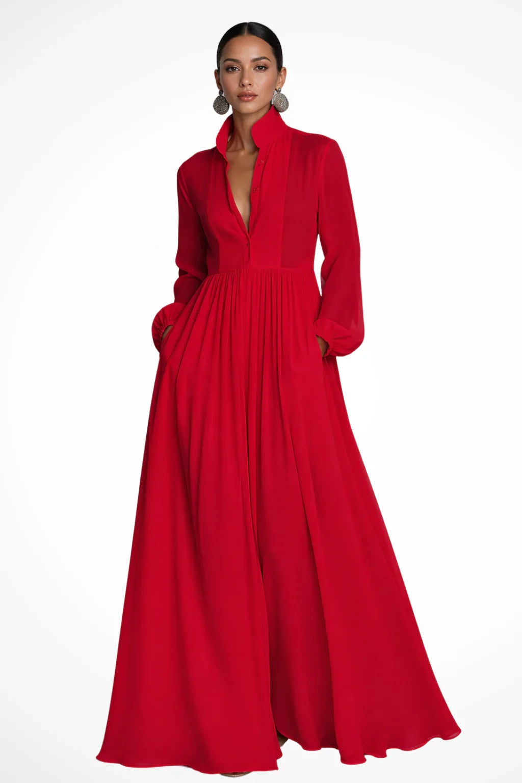 Skyler Button Front Maxi Dress with Pockets - view 6
