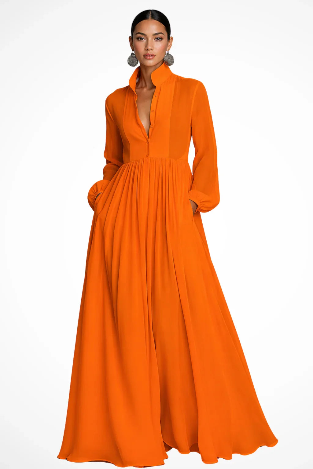Skyler Button Front Maxi Dress with Pockets - view 8