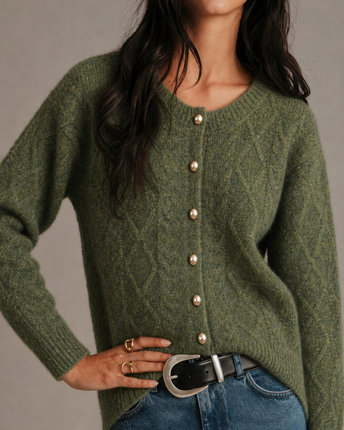 Skyler Cable Knit Button Cardigan - view 4