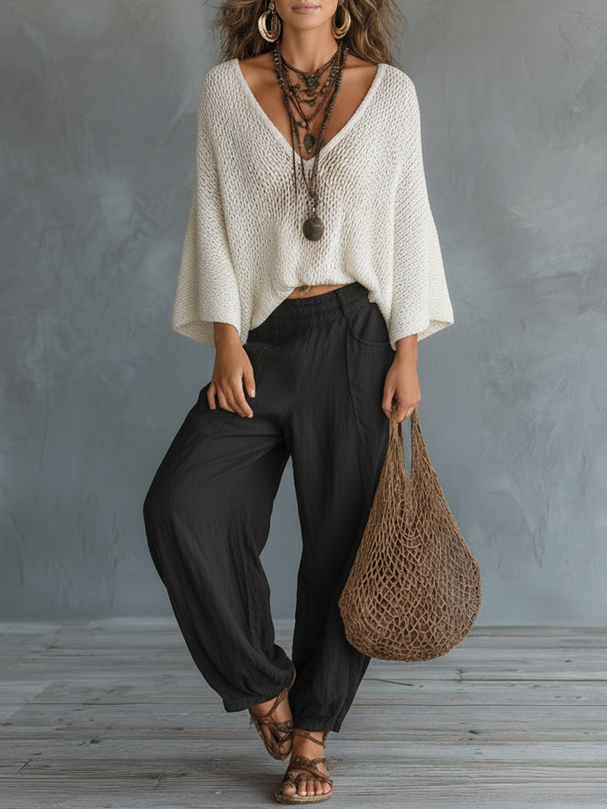 Skyler Cape Sleeve Sweater and Harem Pants Set, image 3