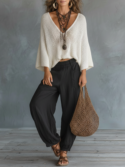 Skyler Cape Sleeve Sweater and Harem Pants Set, image 3