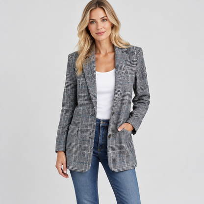 Skyler Classic Plaid Blazer worn by a model