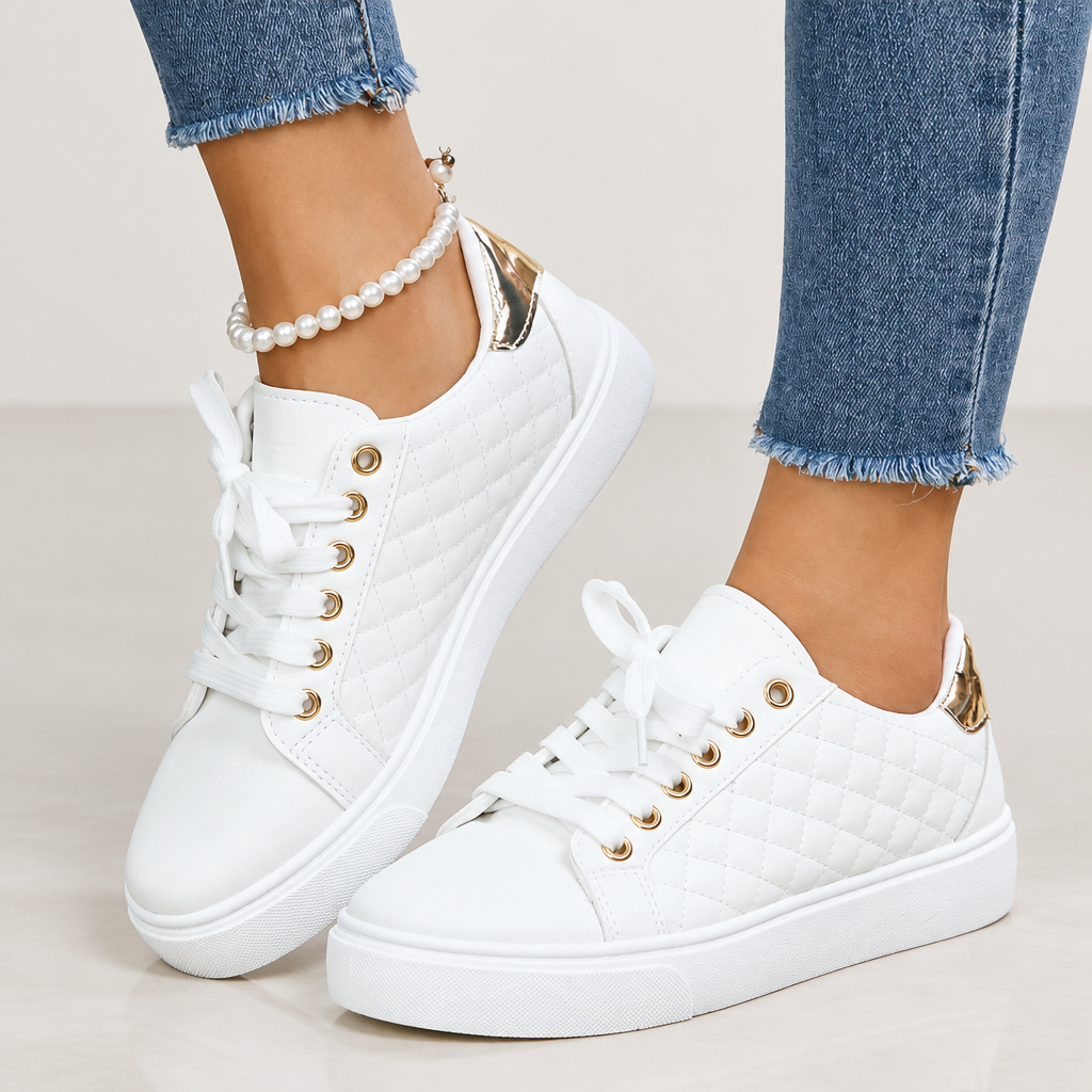 Women's Comfort Walking Sneakers worn on feet