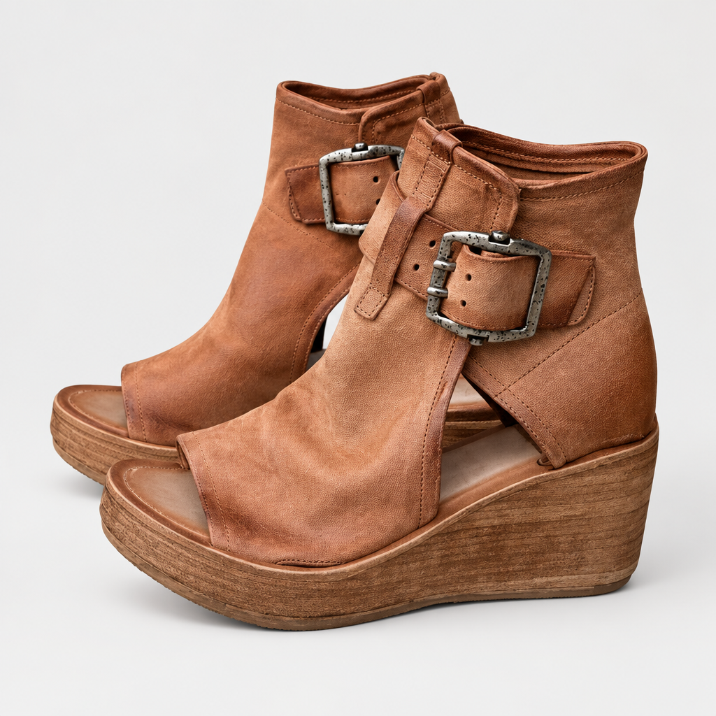 Pair of Comfort Wedge Sandals, side view