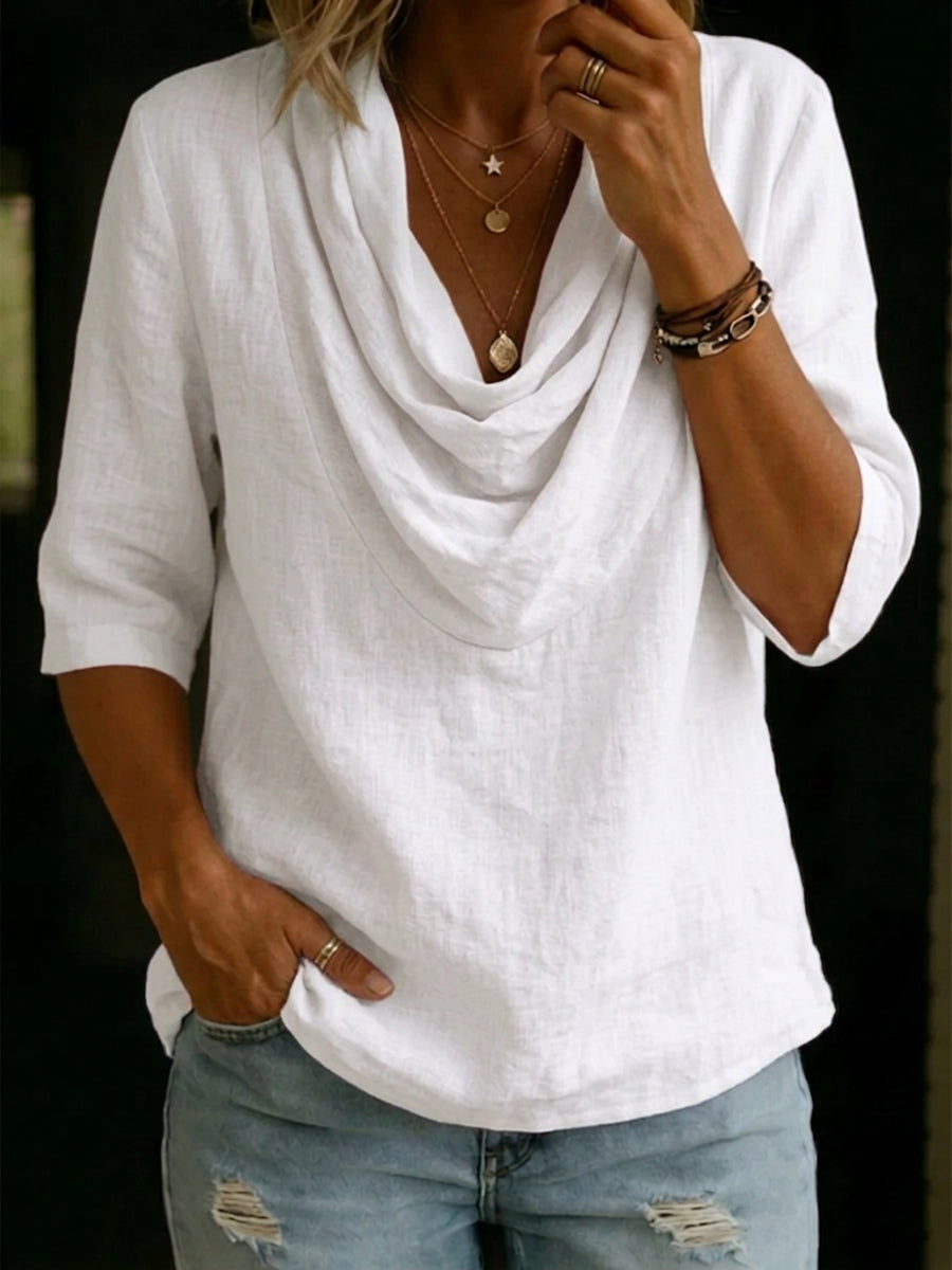 Skyler Cowl Neck Cotton Shirt - view 3