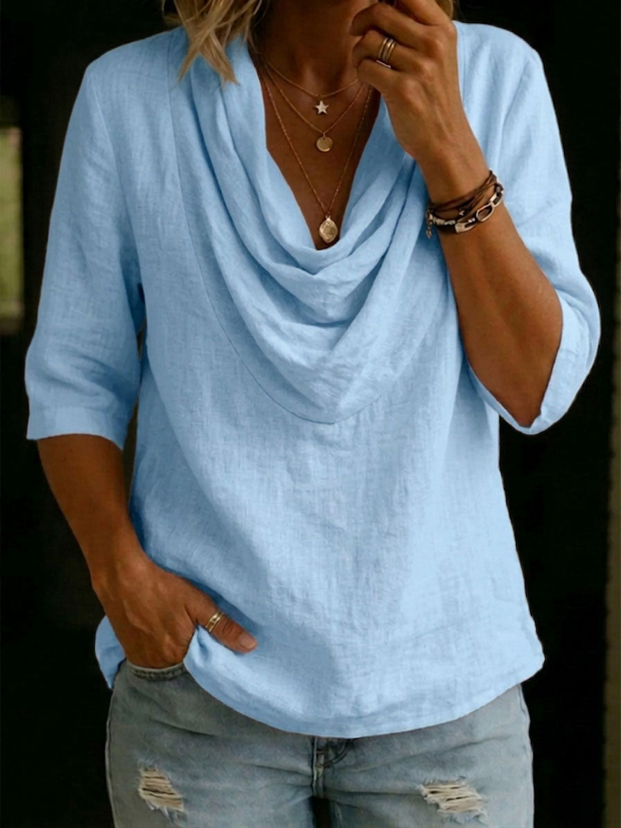 Skyler Cowl Neck Cotton Shirt - view 4