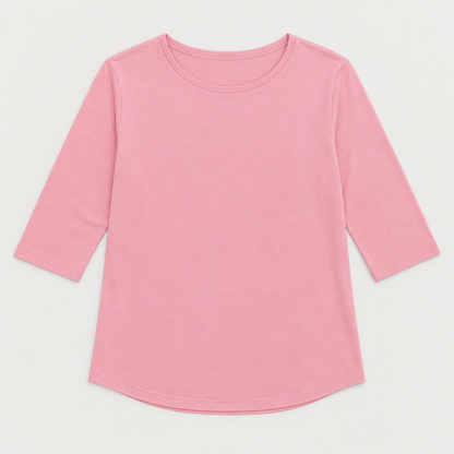 Skyler Crew Neck 3/4 Sleeve Top flat lay