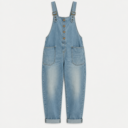 Denim-Look Cotton Overalls, flat lay