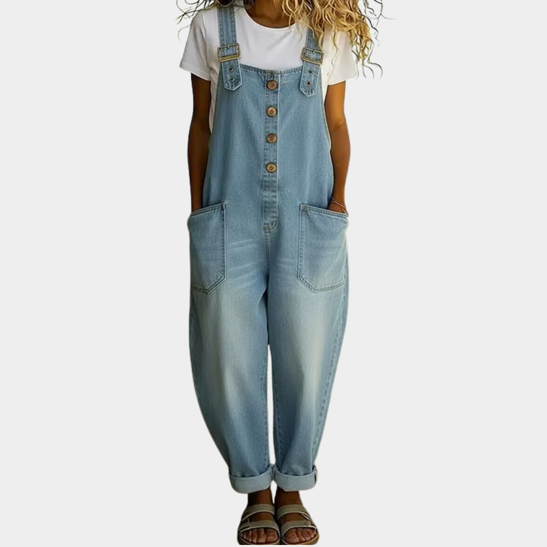 Denim-Look Cotton Overalls, view 3