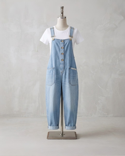 Denim-Look Cotton Overalls, view 4