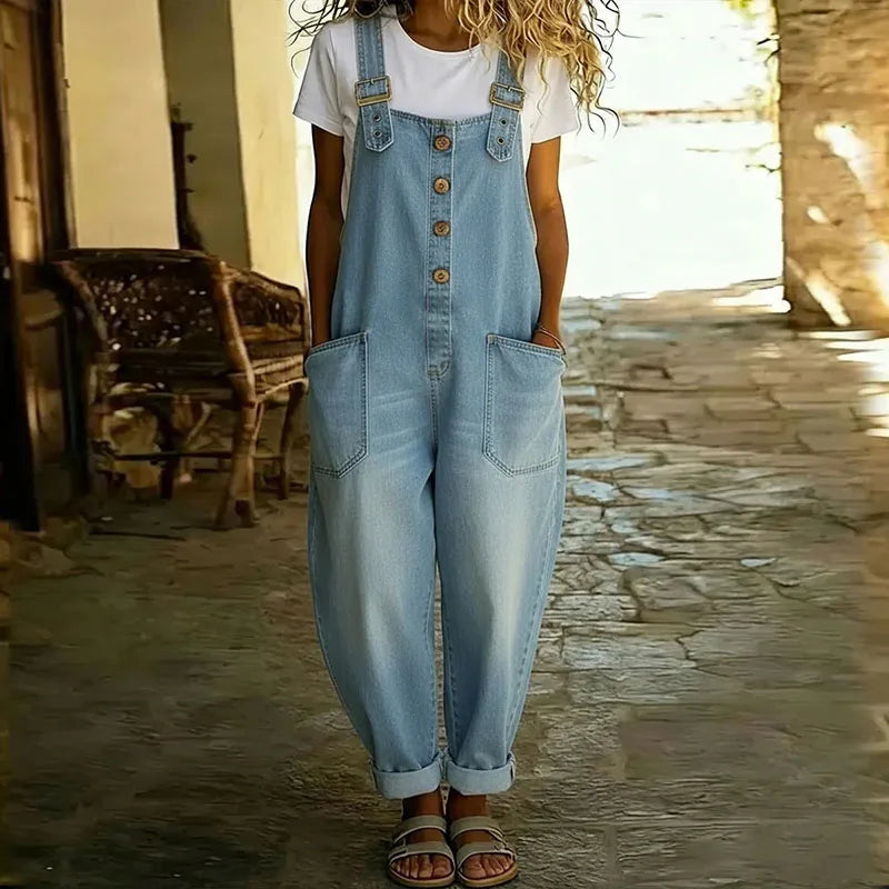 Denim-Look Cotton Overalls, view 5