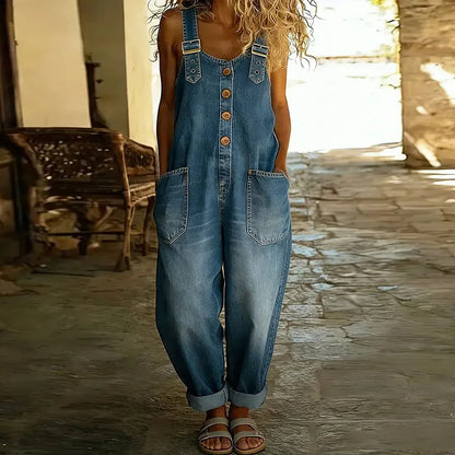 Denim-Look Cotton Overalls, view 6